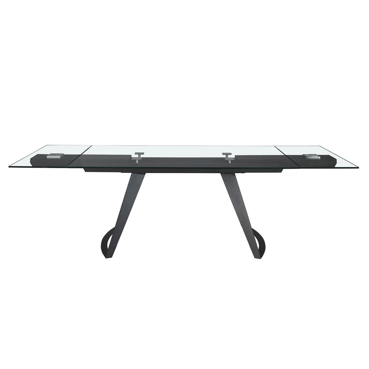 ESSTISCH Rechteckiger ausziehbarer Esstisch aus gehärtetem Glas und schwarzem Stahl 180/100/75 cm - Schwarz, Glas/Metall (100/180/75cm) - ANGEL CERDA
