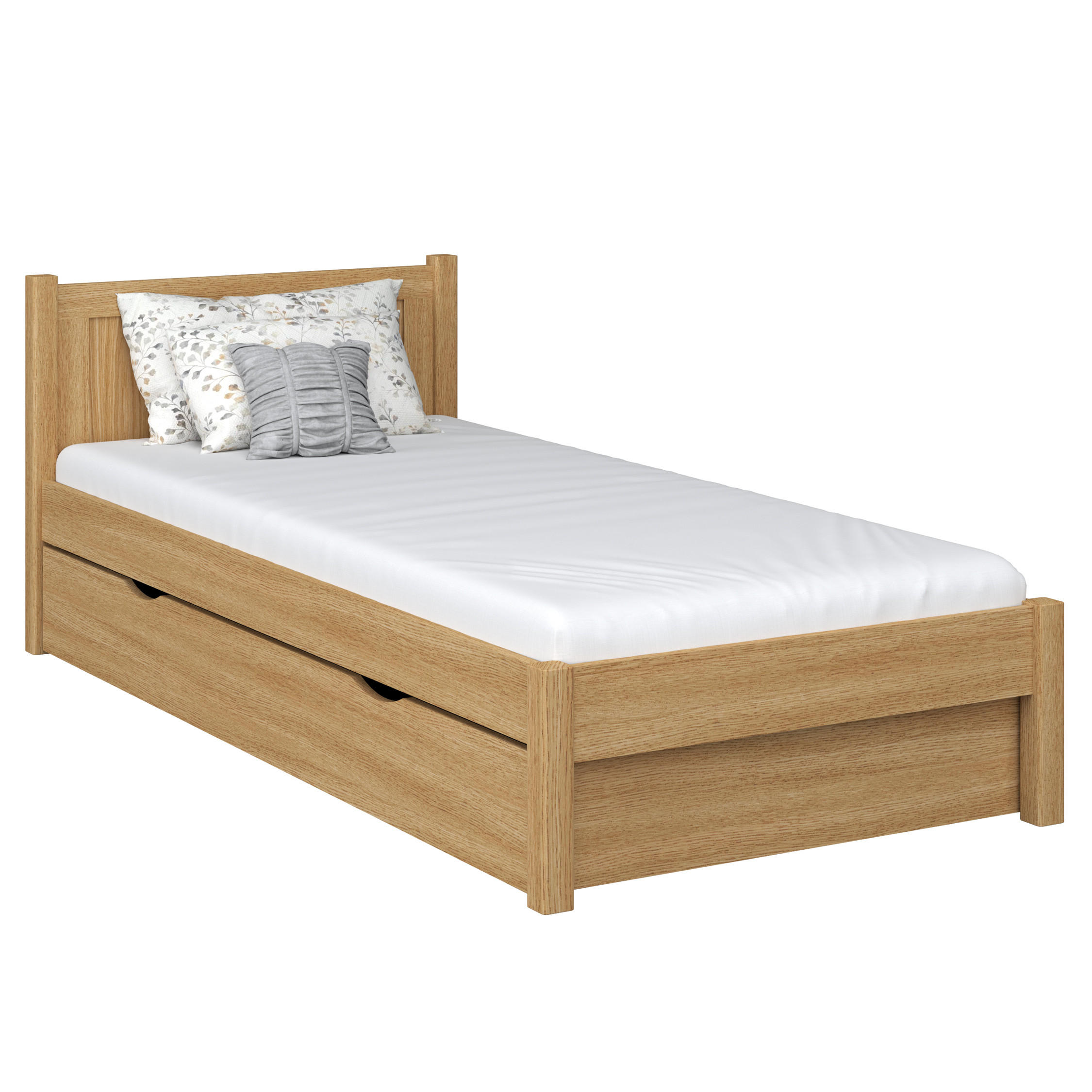 BETT mit Schublade N02 Eiche Natur 120/200 - Eiche Artisan, Naturmaterialien/Holz (120/200cm) - N-Wood