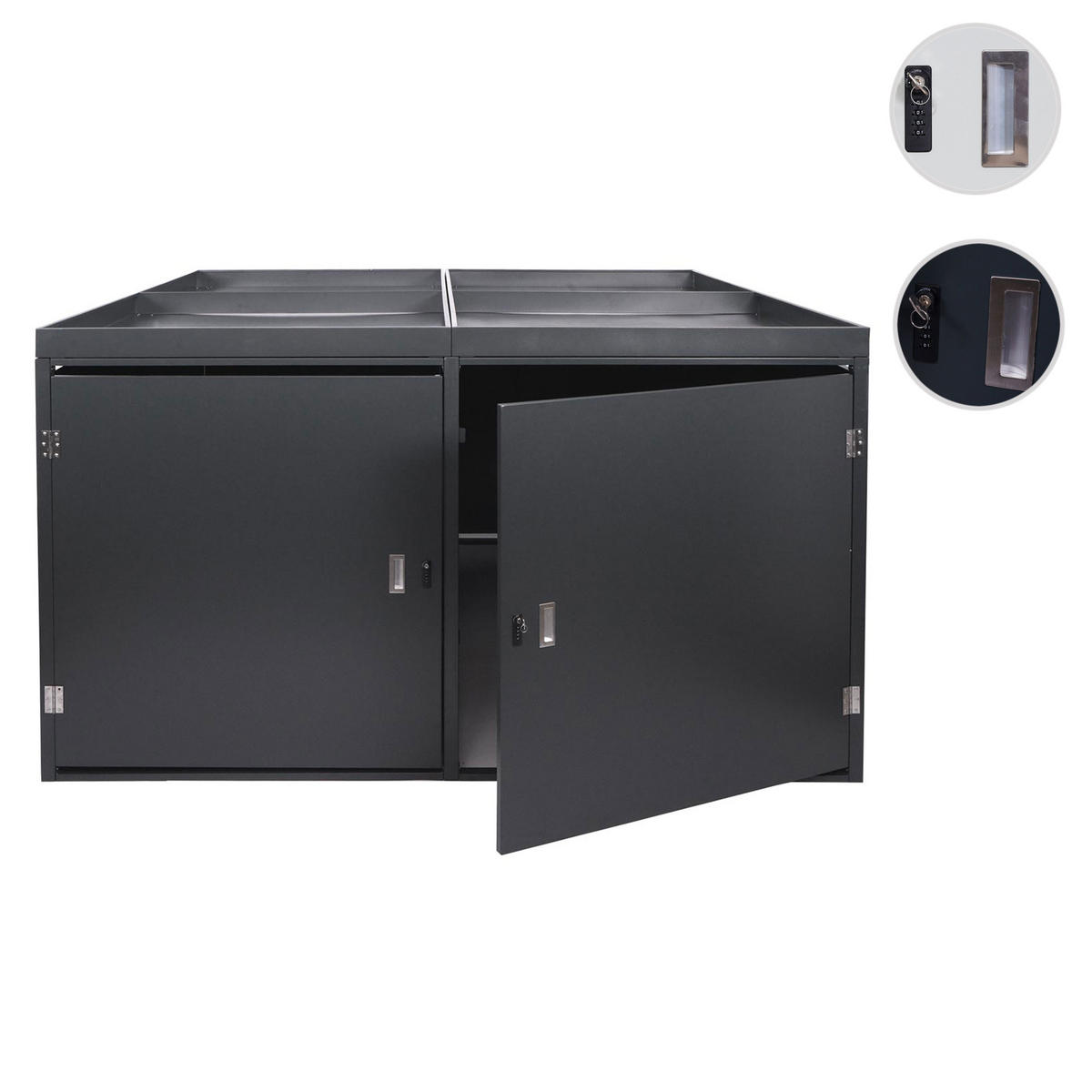 4ER-FAHRRADGARAGE PFLANZKASTEN L56B Anthrazit - Anthrazit, Metall (220/126/210cm) - MCW