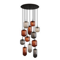 GALERIELEUCHTE Velo 12-flammig Mehrfarbig Ø 18/20/25cm - Multicolor/Schwarz, Glas (25/25/27cm) - s.luce