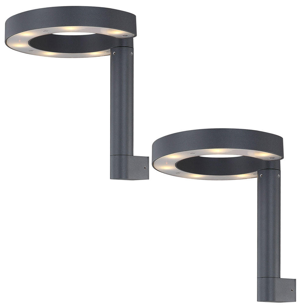 LED AUSSEN-WANDLEUCHTE Aluminium Anthrazit 2er Set - Anthrazit, Metall (20/22/22.5cm) - Globo Lighting