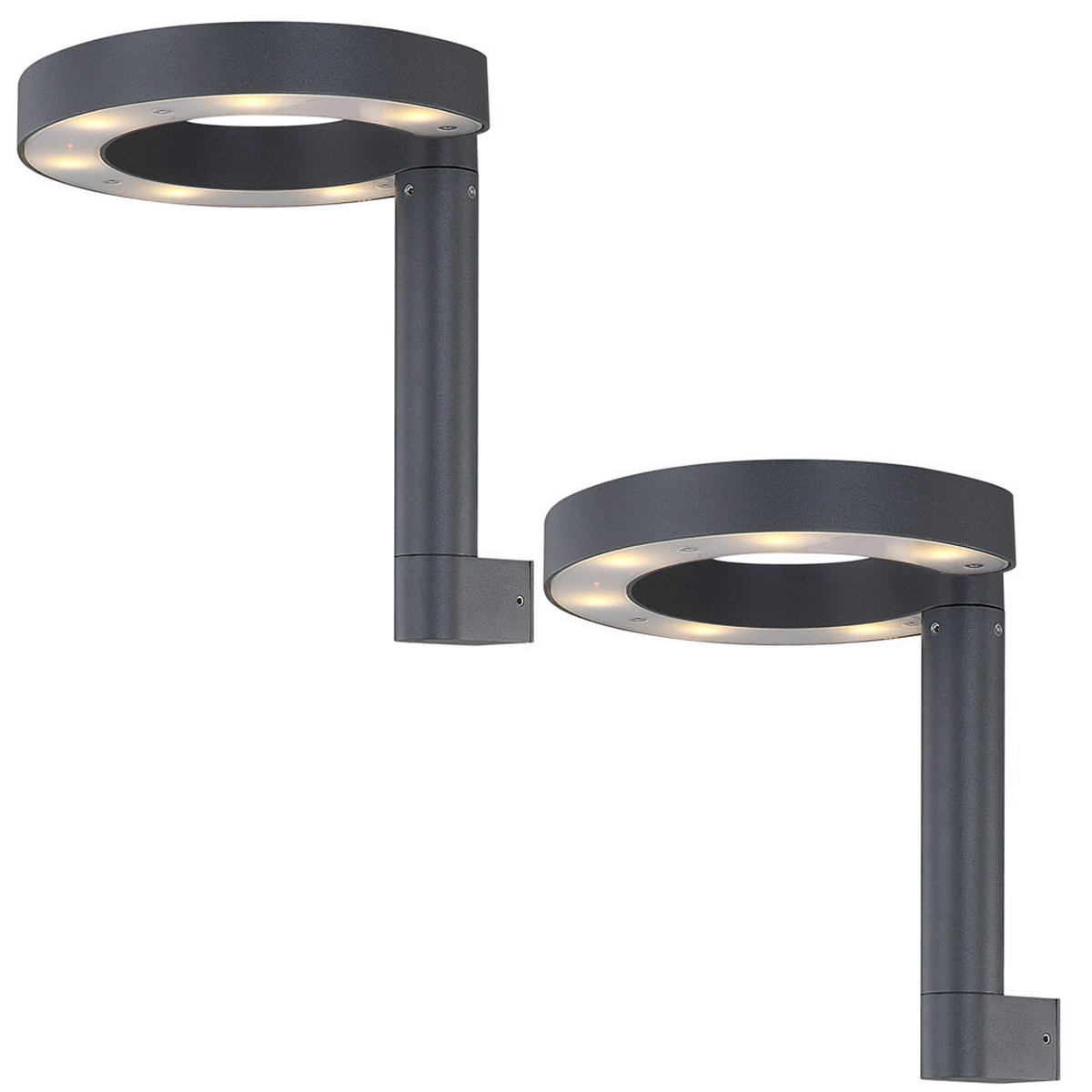 LED AUSSEN-WANDLEUCHTE Aluminium Anthrazit 2er Set - Anthrazit, Metall (20/22/22.5cm) - Globo Lighting