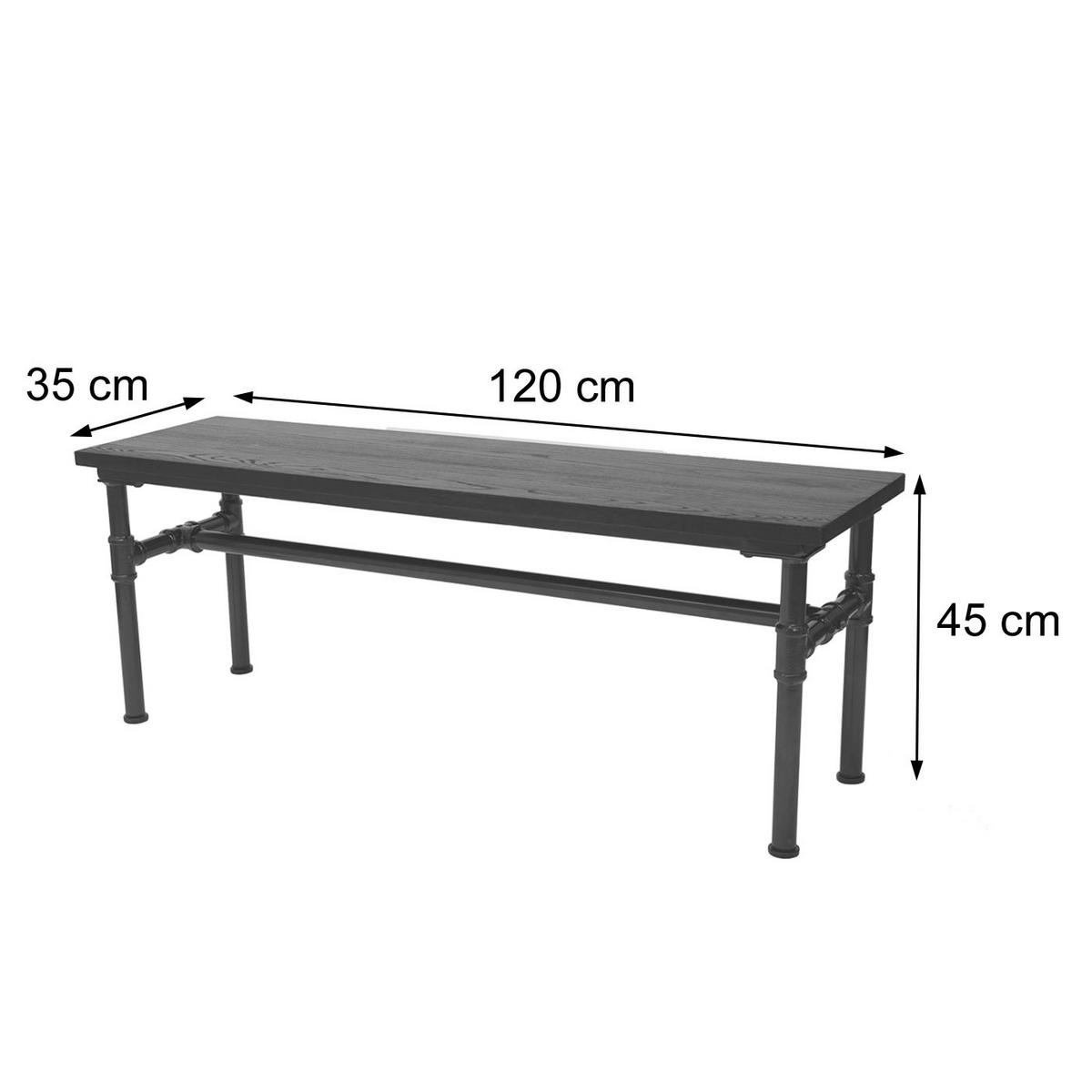 SITZBANK H10B Braun, Schwarz - Schwarz/Braun, Holz (120/45/35cm) - MCW