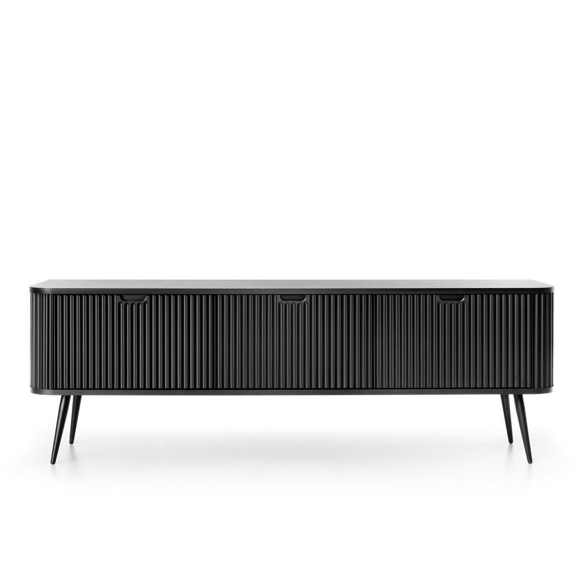 LOWBOARD TV MORDEN RTV1 Abgerundeter Korpus Schwarz Schwarz - Schwarz, Holzwerkstoff/Kunststoff (168/56/39cm) - Komodee