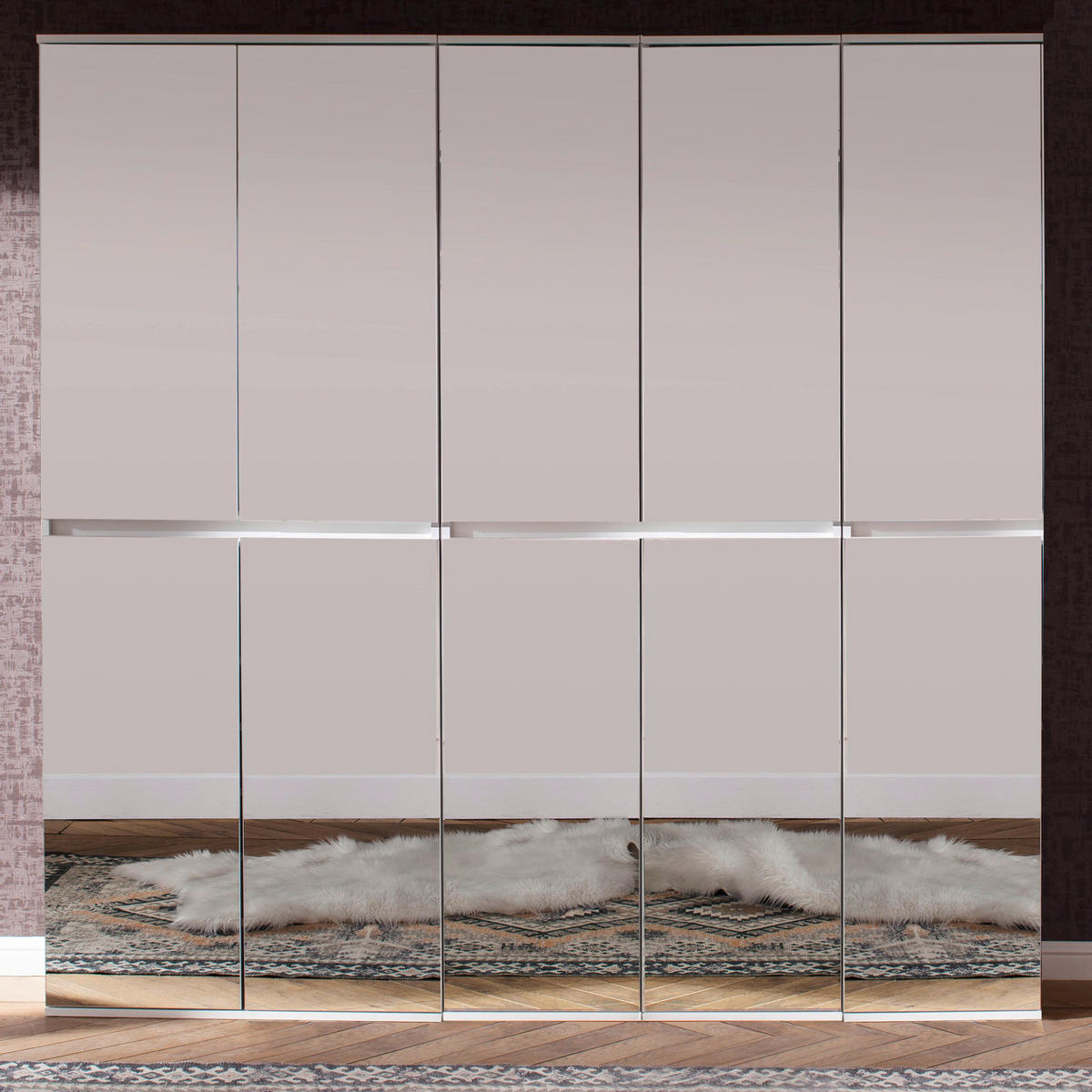 GARDEROBENSCHRANK weiß 185 x 191 cm, Schuhschrank mit Spiegeltüren - Weiß, Glas/Holzwerkstoff (185/191/34cm) - Top.Furn