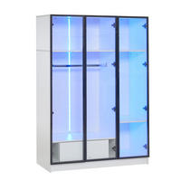 GARDEROBENSCHRANK DE-37485 110/50/160 cm mit 3 Glastüren Weiß - Weiß, Holzwerkstoff (110/160/50cm) - ComfortXL