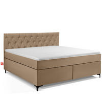 POLSTERBETT ARDEA, Dunkelbeige - Hellbraun/Schwarz, Holz/Holzwerkstoff (180/200cm) - KONSIMO®