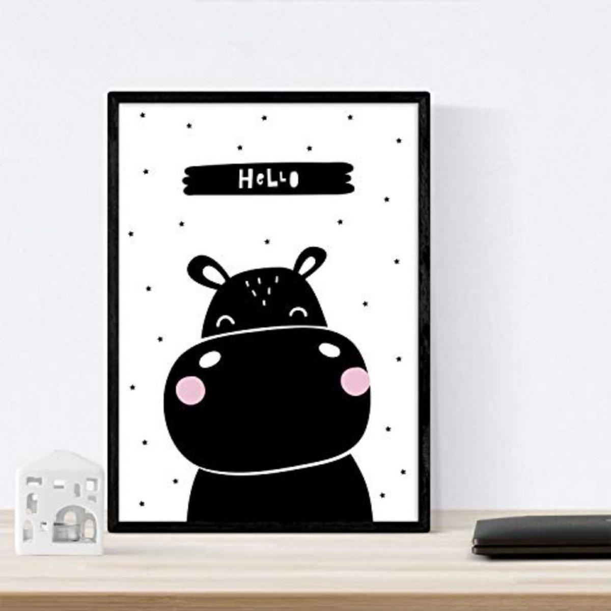 POSTER Set mit 4 Eisbär, Kaninchen, Hypopotamus und Ananas Tieren A4 Rahmenlos - Klar, Papier (29.7/3cm) - Nacnic