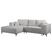 ECKSOFA mit Schlaffunktion - Schwarz/Grau, Textil (294/185cm) - home24