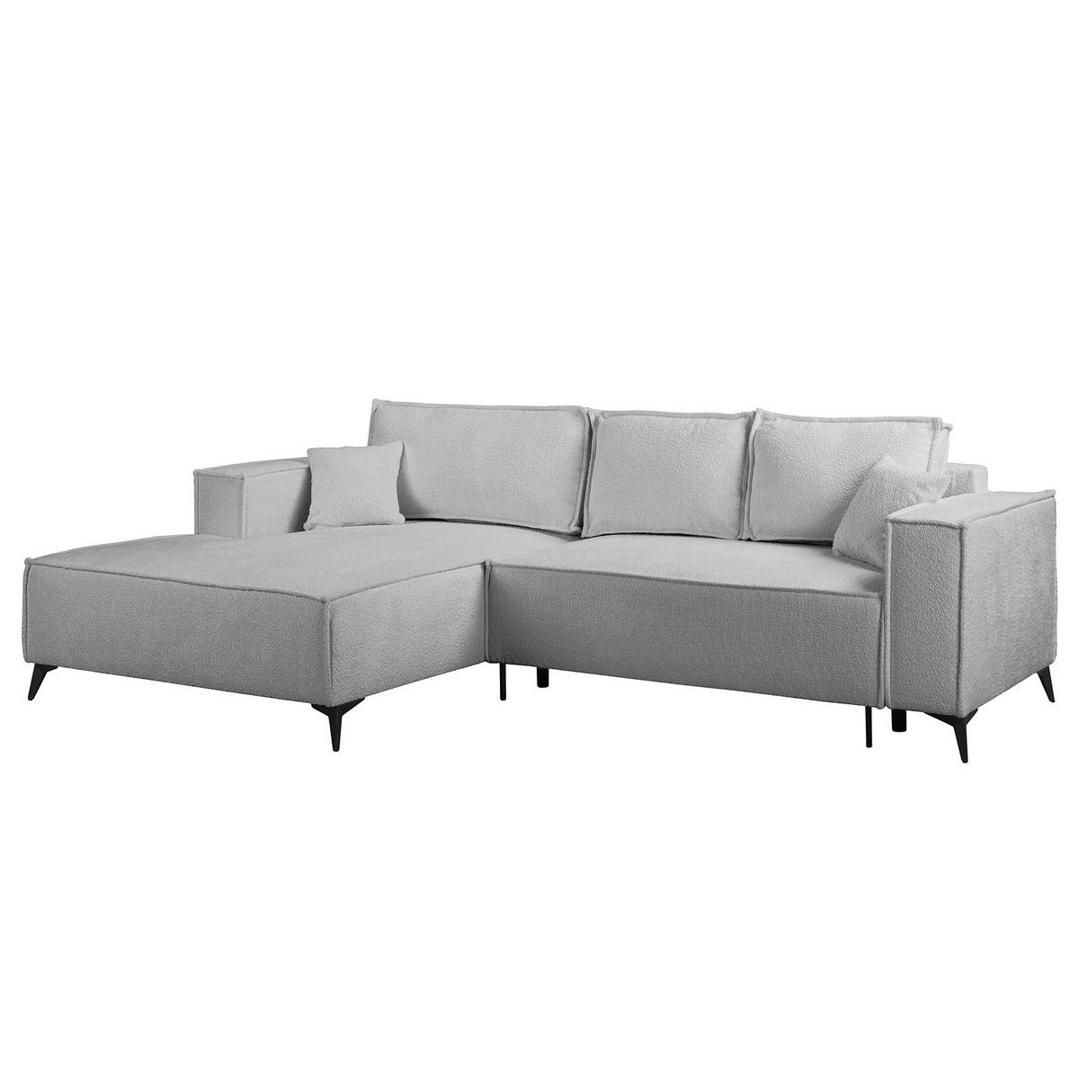 ECKSOFA mit Schlaffunktion - Schwarz/Grau, Textil (294/185cm) - home24