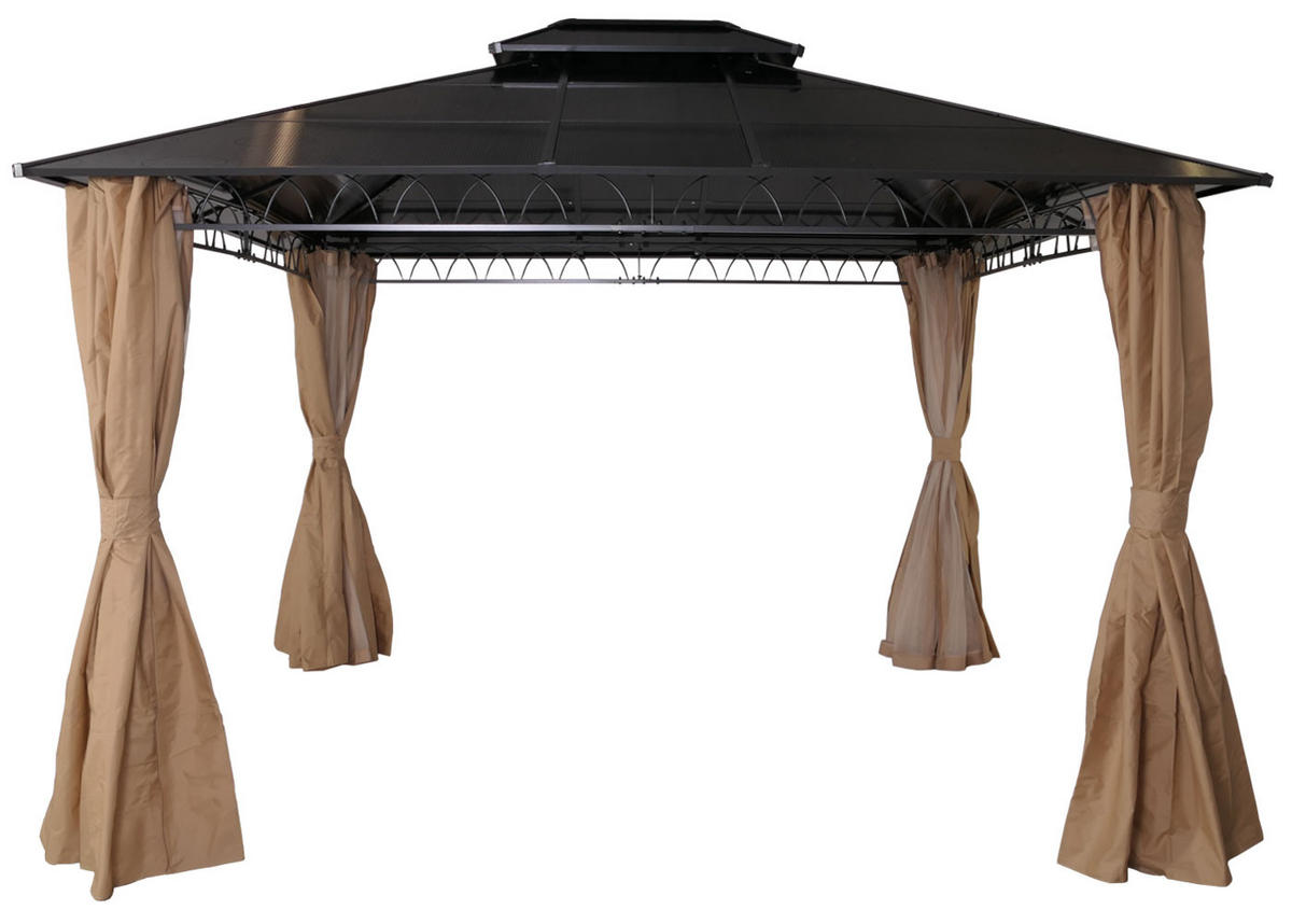 PERGOLA Hardtop 290x360x300cm Seitenwand/Moskitonetz Creme - Creme, Metall (360/290/300cm) - BERLINLODGE