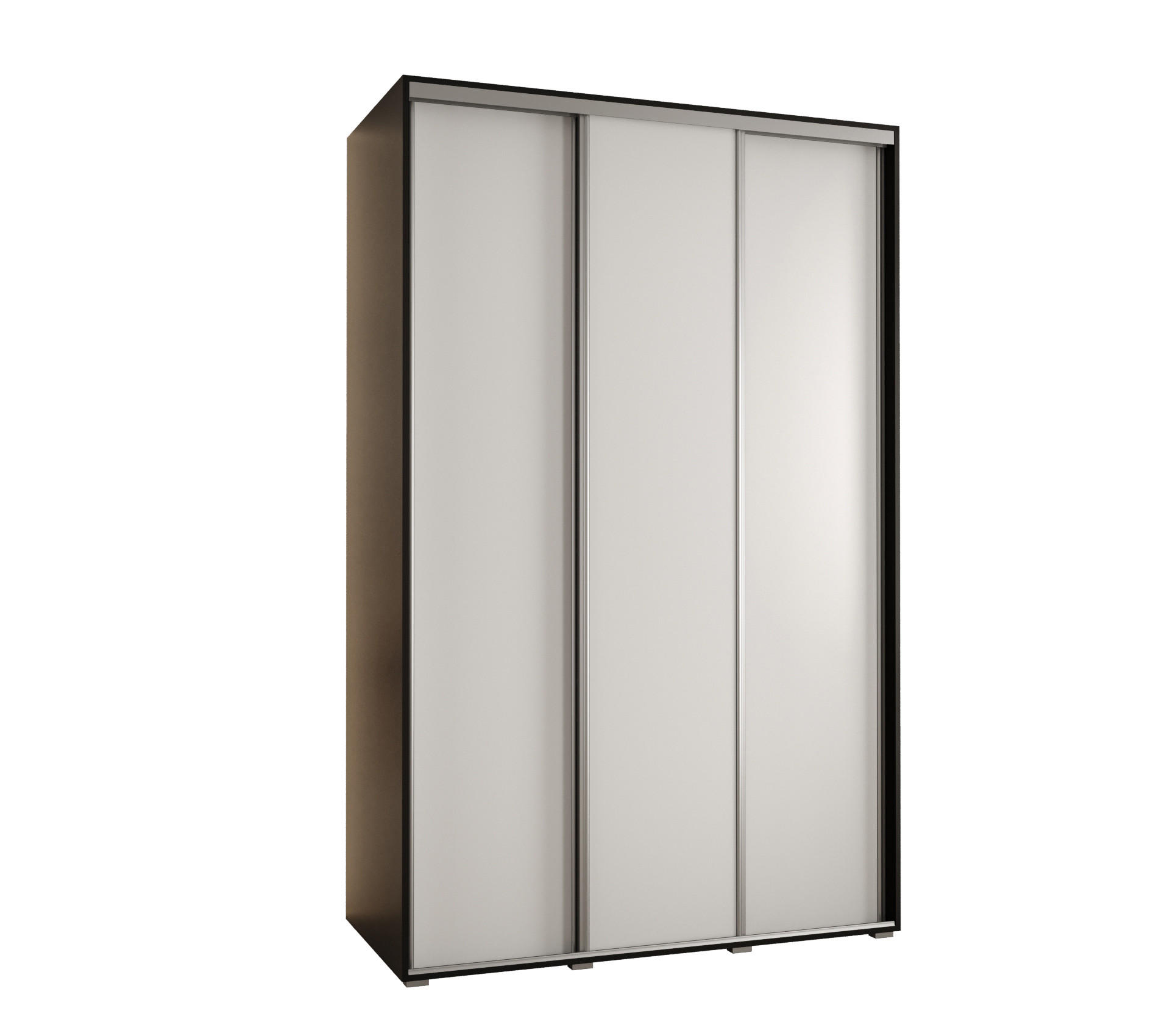Abiks Möbel Schwebetürenschrank Schwarz, Weiß, Silber 150x235x45 cm