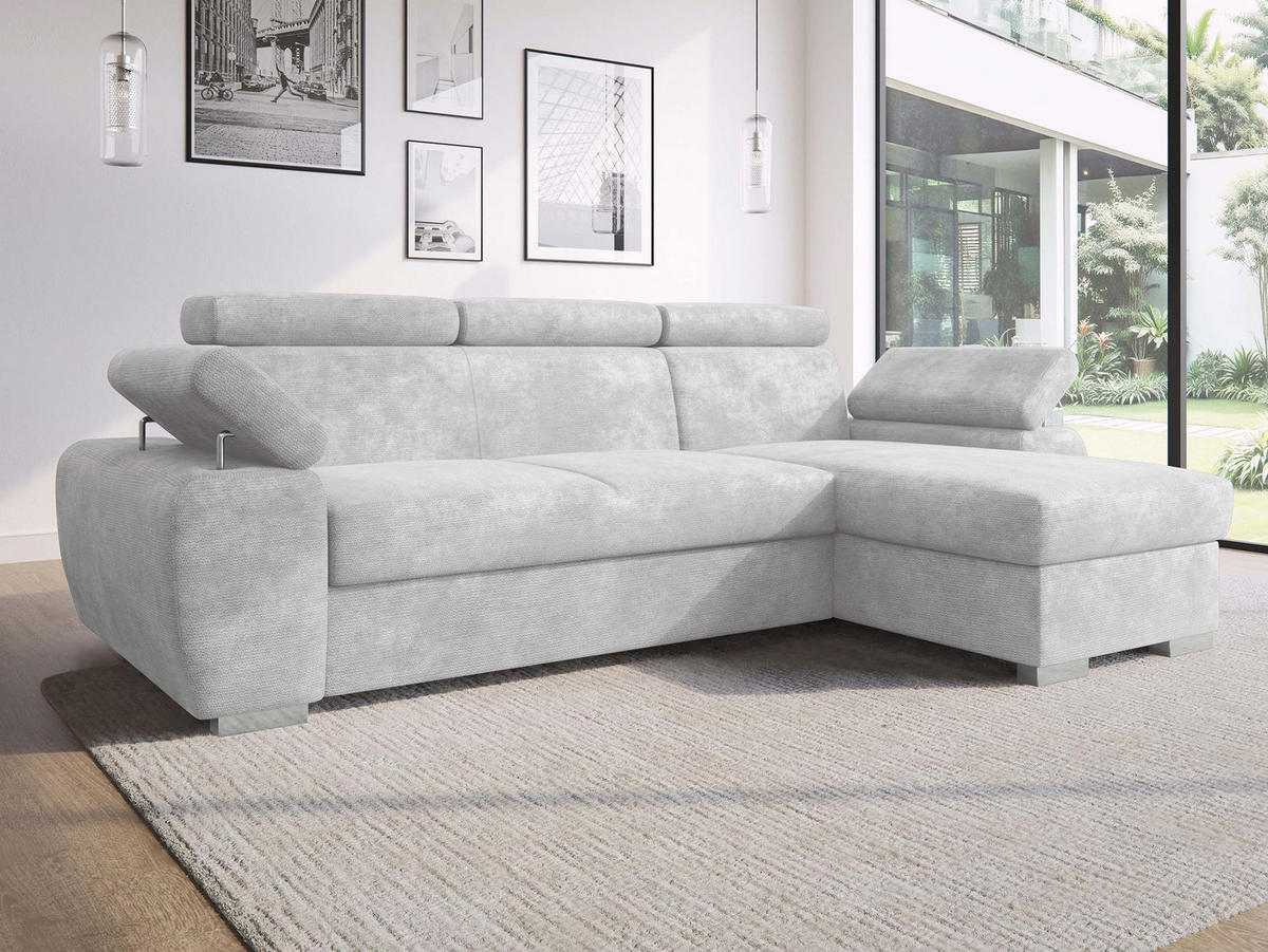 ECKSOFA Plaza L - Silberfarben/Grau, Holz/Kunststoff (255/170cm) - MIRJAN24
