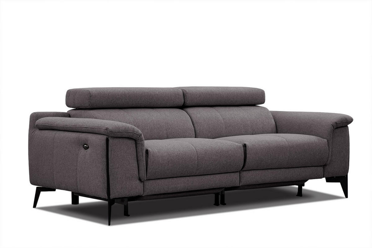 RELAXSOFA MATERA 3-Sitzer mit 2 Relaxfunktionen, graphitfarben - Schwarz/Graphitfarben, Holzwerkstoff/Textil (212/82/103cm) - Courtois Laville