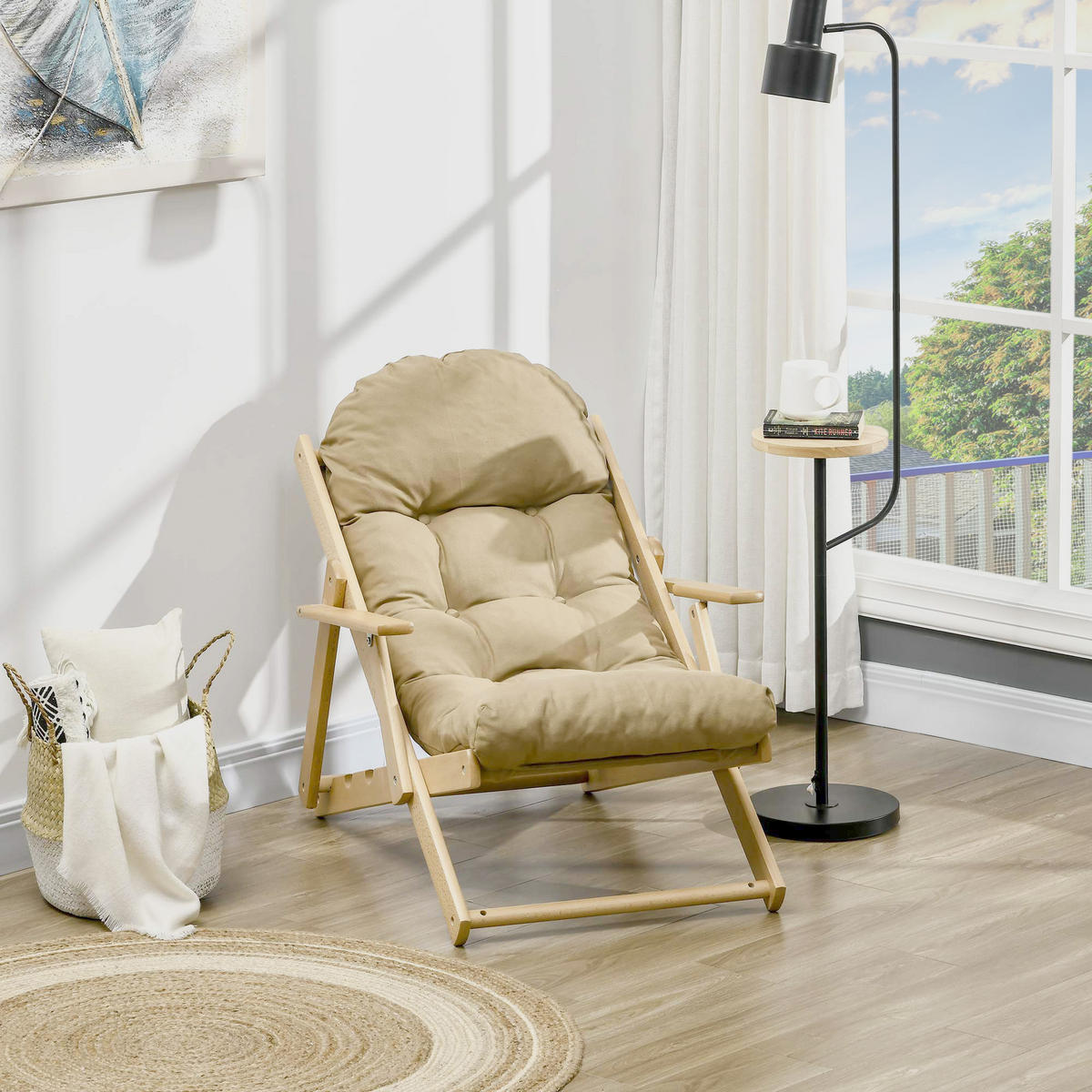 RELAXSESSEL Klappbar Polstersessel, Ruhesessel, Relaxstuhl, Esszimmerstuhl Braun - Braun, Textil (89/96/71cm) - HOMCOM