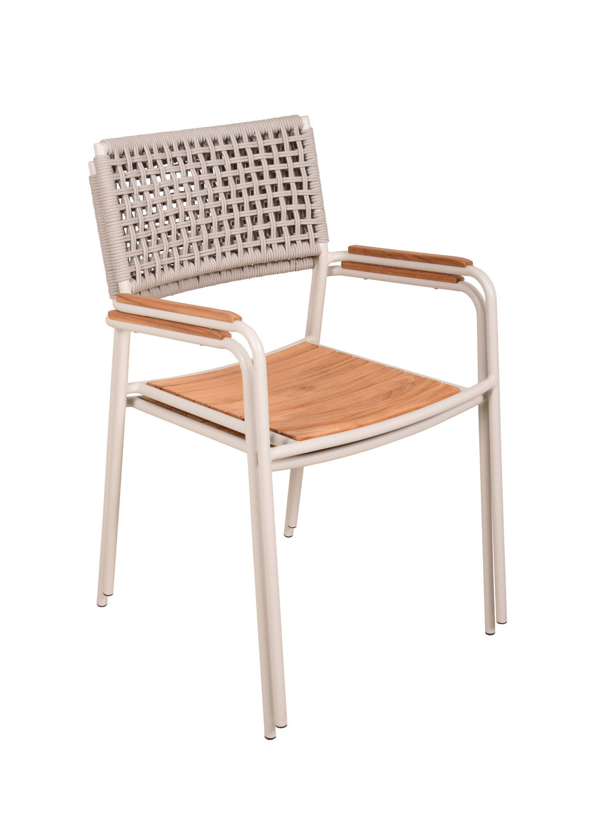 GARTENSTUHL Mila 4er Set Teak Weiß 84x55x54cm - Weiß, Holz (55/84/54cm) - DELUKE
