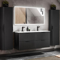 BADMÖBEL-SET 4-TLG. Adelaide-56 - Schwarz, Holzwerkstoff (220/200/46cm) - Lomado