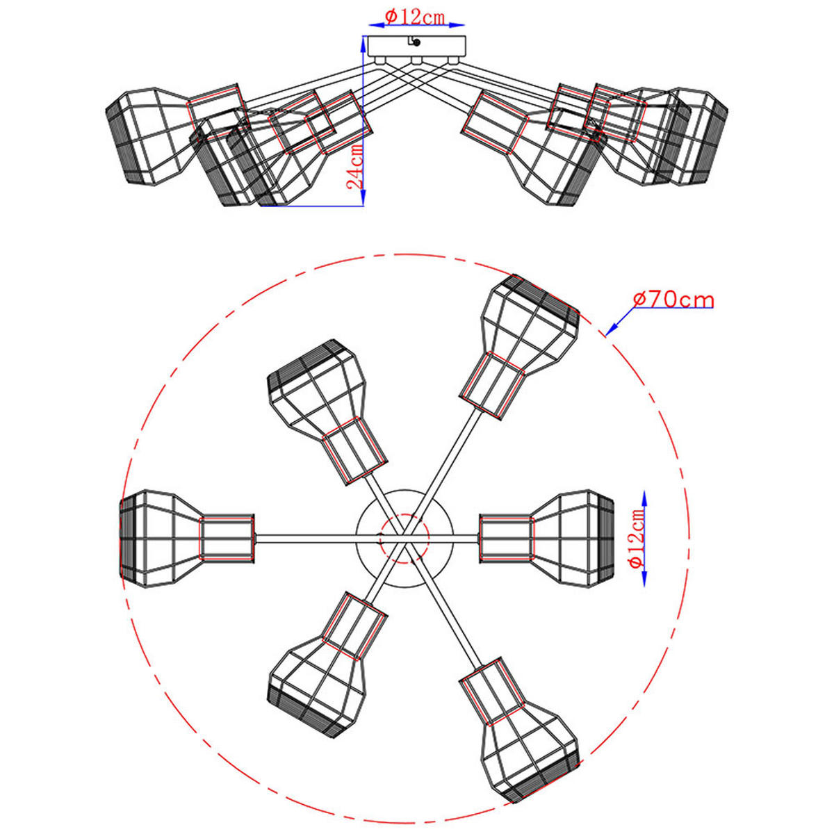 DECKENLEUCHTE Metall Holzoptik Weiß - Weiß, Metall (70/70/24cm)