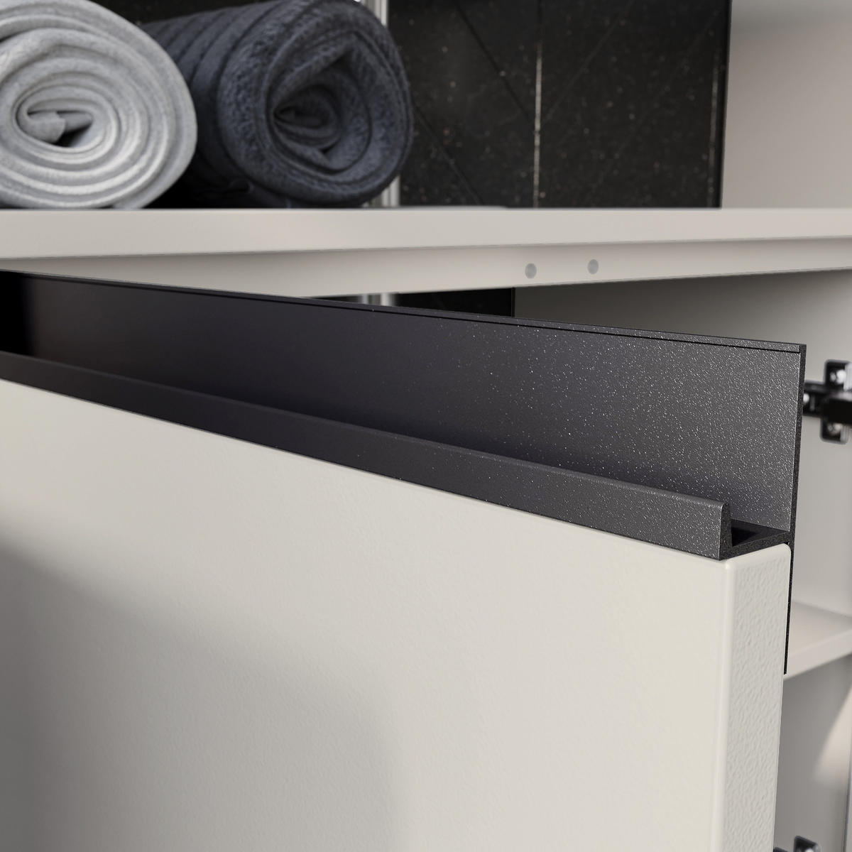 BADSCHRANK schmal HAMBURG Soft-Close, 33x121x34 cm | Steingrau - Grau, Holzwerkstoff (33/121/34cm) - KADIMA DESIGN