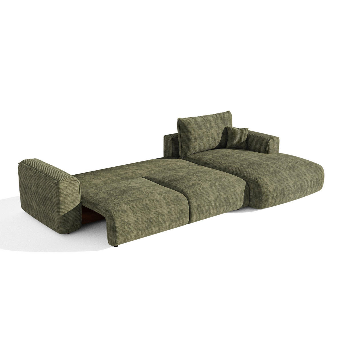 ECKSOFA rechtwinklig COMO Cord Olivgrün 297cm - Olivgrün/Grün, Textil (297/167cm) - Premium Interiors