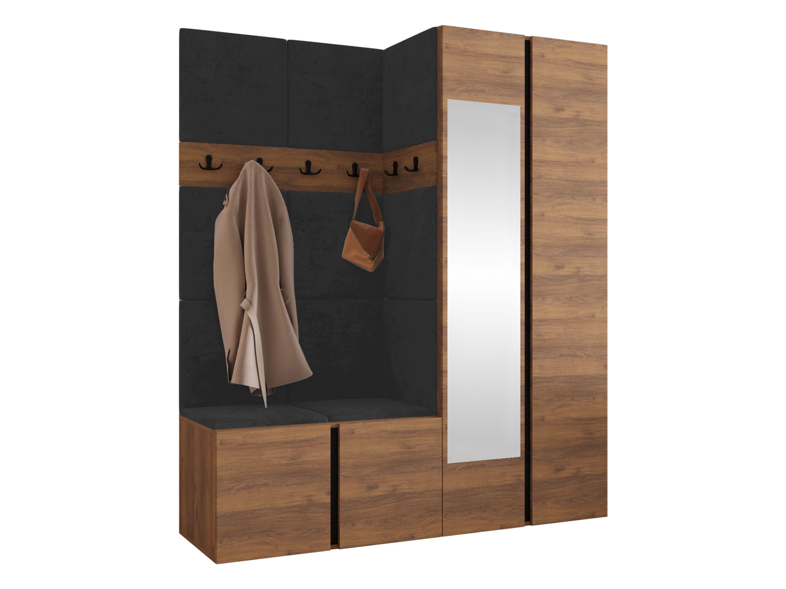 Mirjan24 Garderoben-Set Nussbaum, Anthrazit 158x186x46 cm
