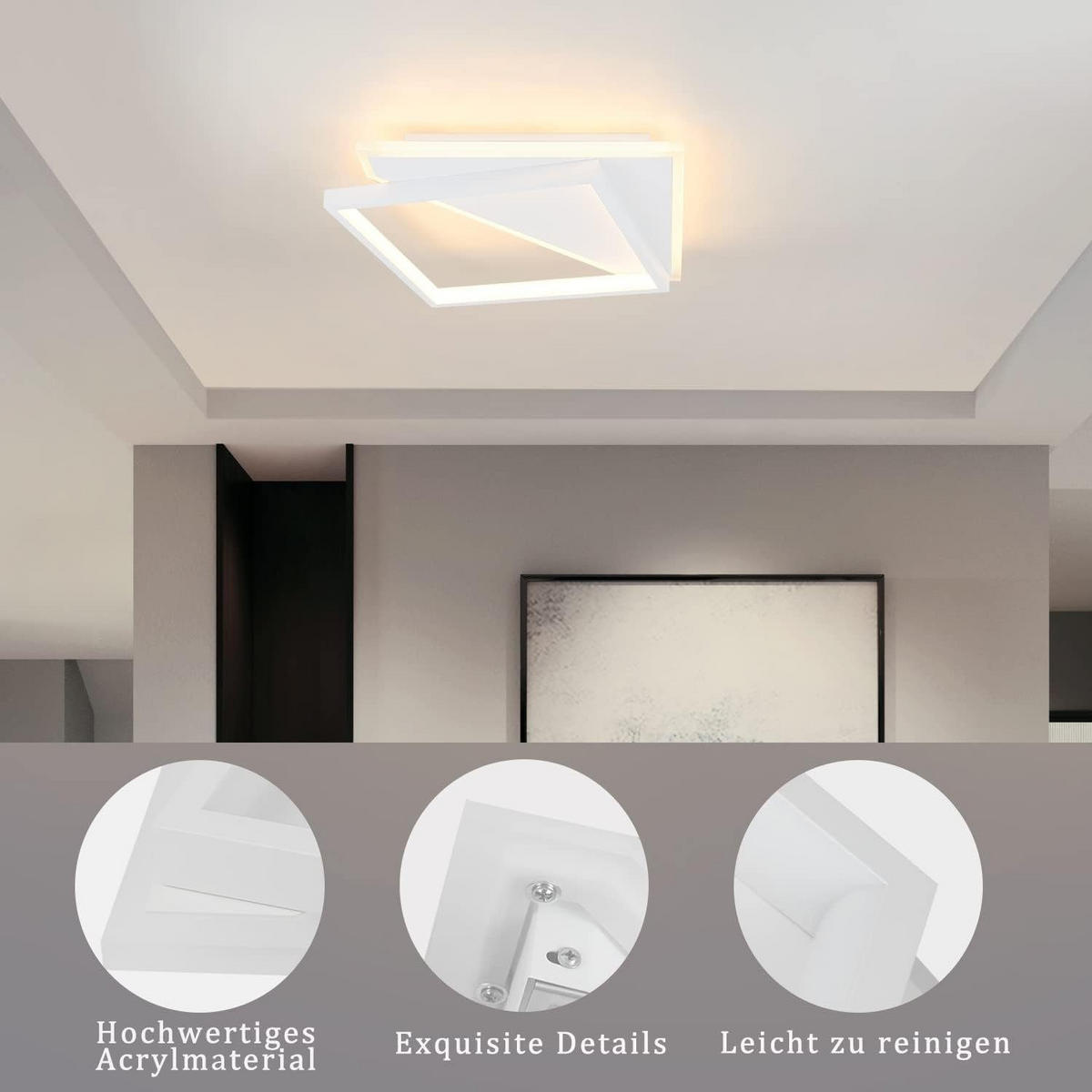 LED-DECKENLEUCHTE Alexander 35/35/5.5 cm - Weiß, Metall (35/35/5.5cm) - Nettlife