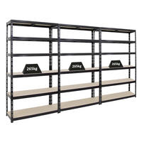 SCHWERLASTREGAL Giant Tiger XL 3er-Set mit 3x 220x120x40 cm Fachlast 265 kg 6-Ebenen Schwarz - Schwarz, Metall (360/220/40cm) - PROREGAL