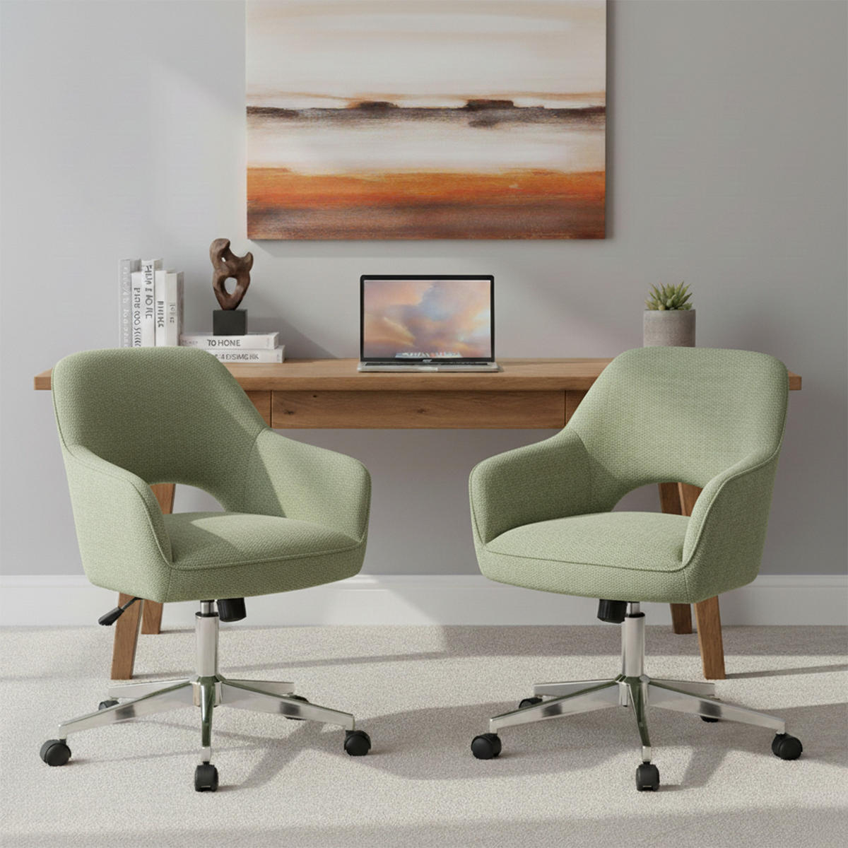 BÜROSTUHL Mika-Faro - Chromfarben/Grün, Textil/Metall (60/84/65cm) - DUBI Möbel