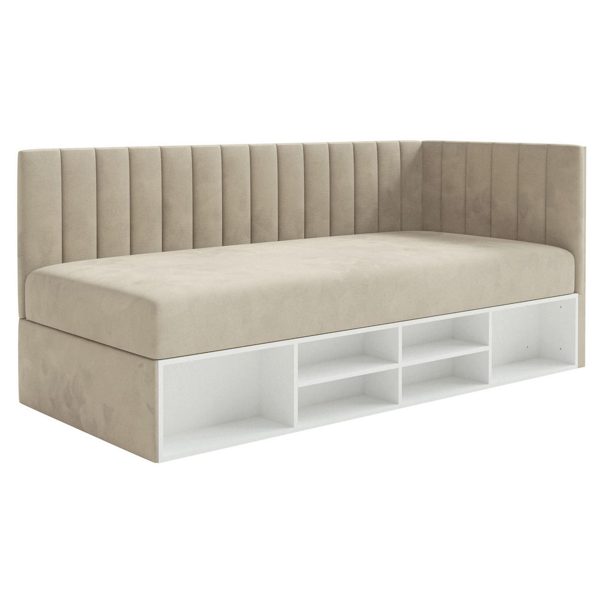 JUGENDBETT Ventrio Hellbeige Easy-Clean-Samtbezug 90x200 cm - Ecru, Kunststoff/Textil (90/200cm) - Selsey