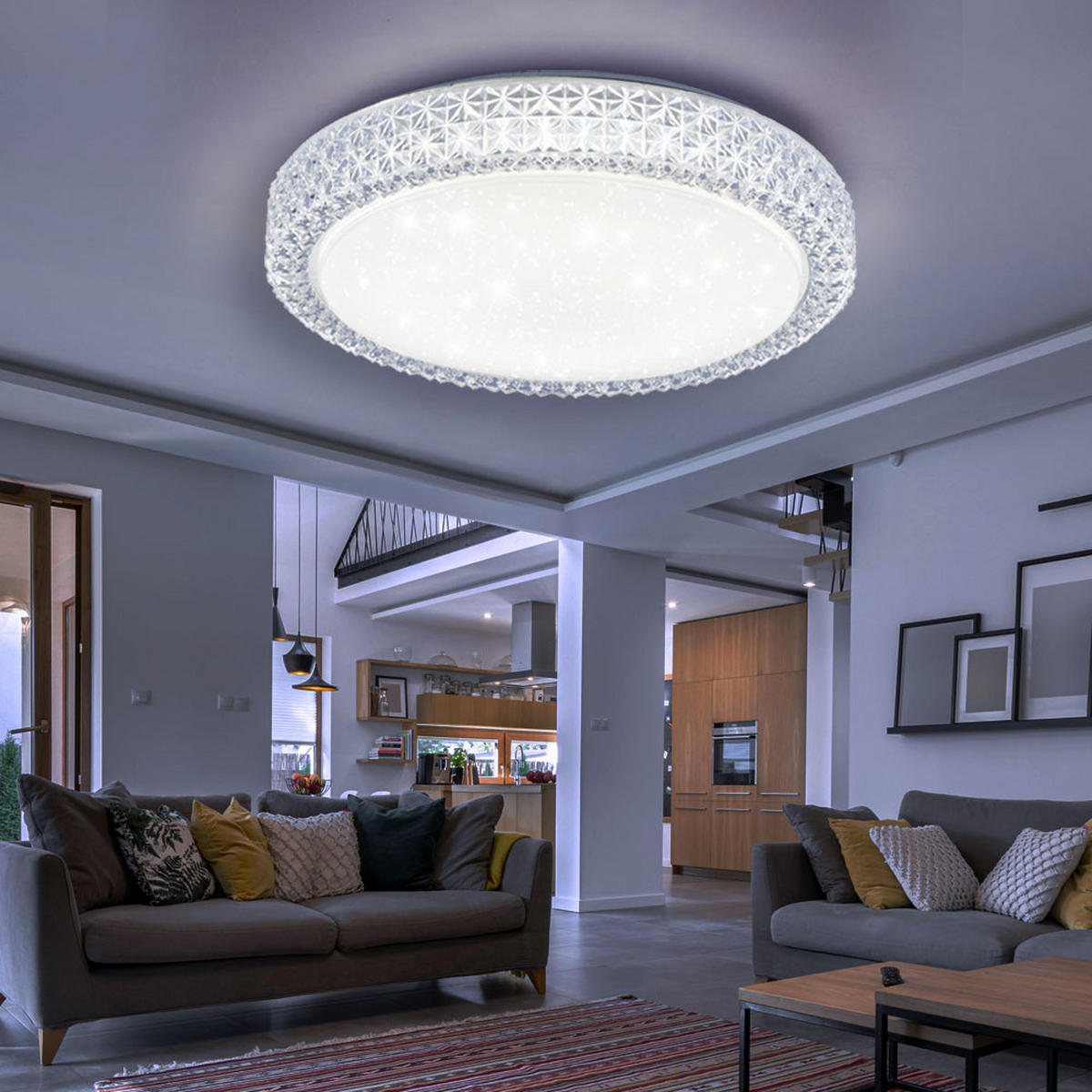 LED DECKENLEUCHTE Kristalle Weiß - Weiß, Metall (40/40/11cm)