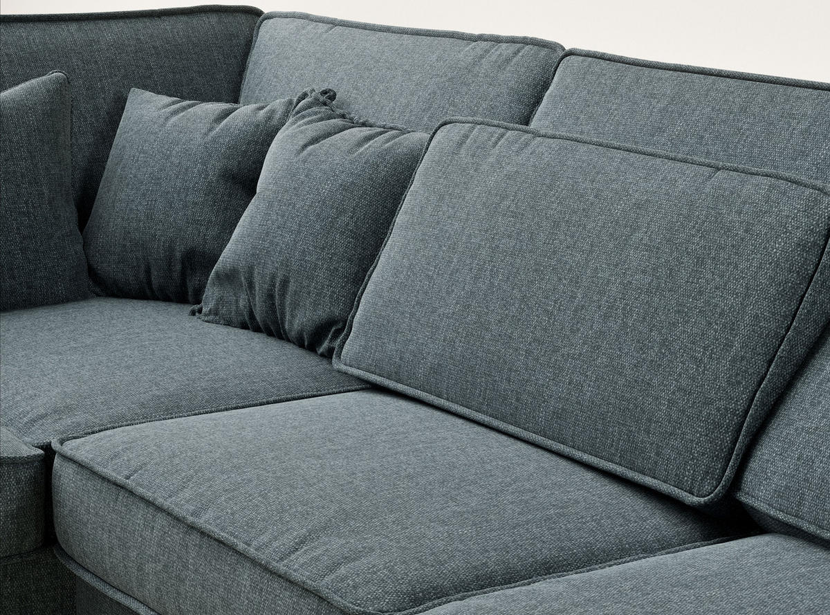 ECKSOFA Kirou Blau Webstoff - Links Seite - Blau/Schwarz, Holz/Holzwerkstoff (225/311cm) - Maison de Reve