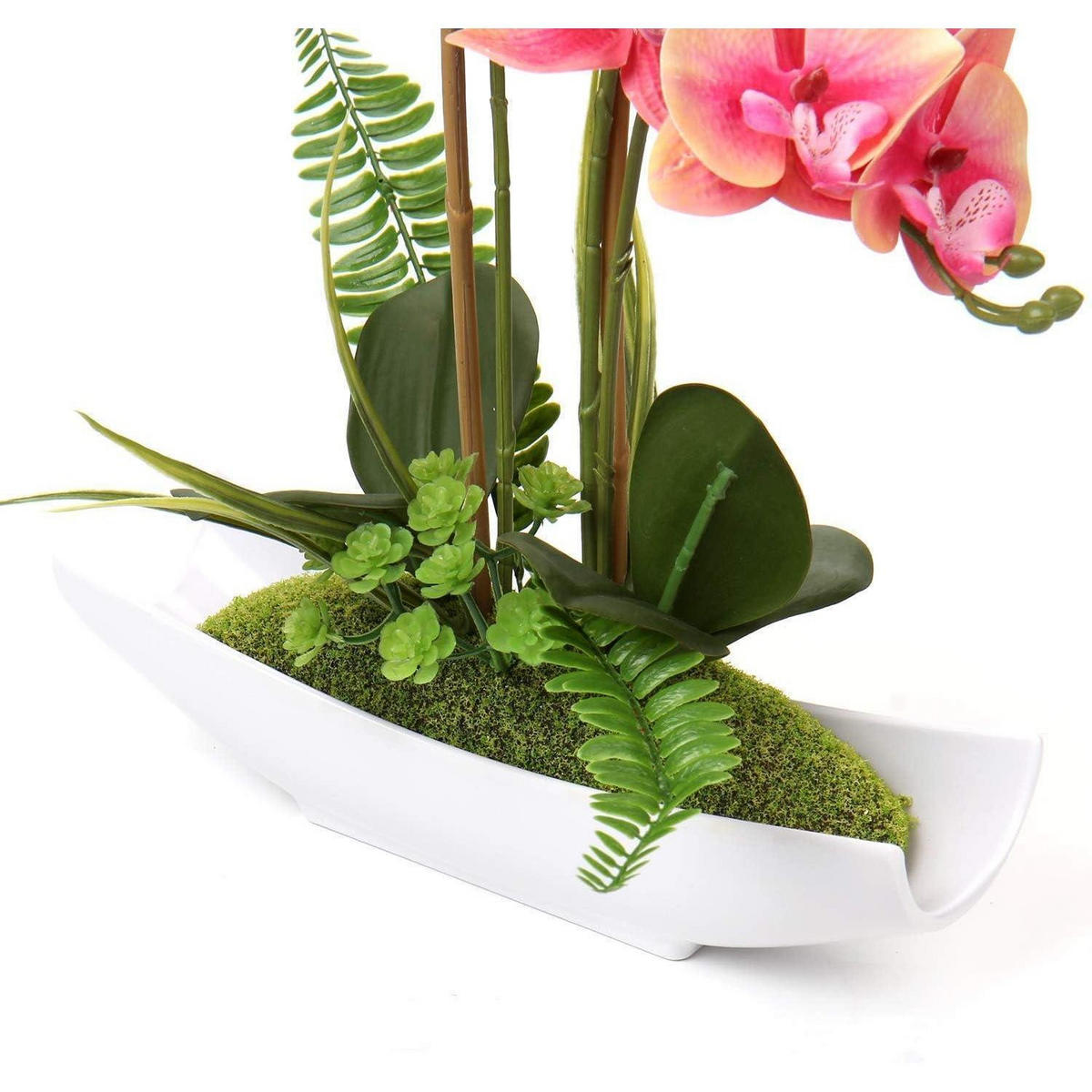 KUNSTBLUME Orchidee Phalaenopsis 3 Stiele Weiß Rosa Violett 38 cm - Multicolor, Kunststoff (40.6cm)