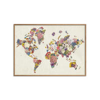 POSTER mit Rahmen Wild Apple - Botanical Floral Map Light - Eichefarben/Multicolor, Holz/Papier (50/70cm) - Poster&Frame