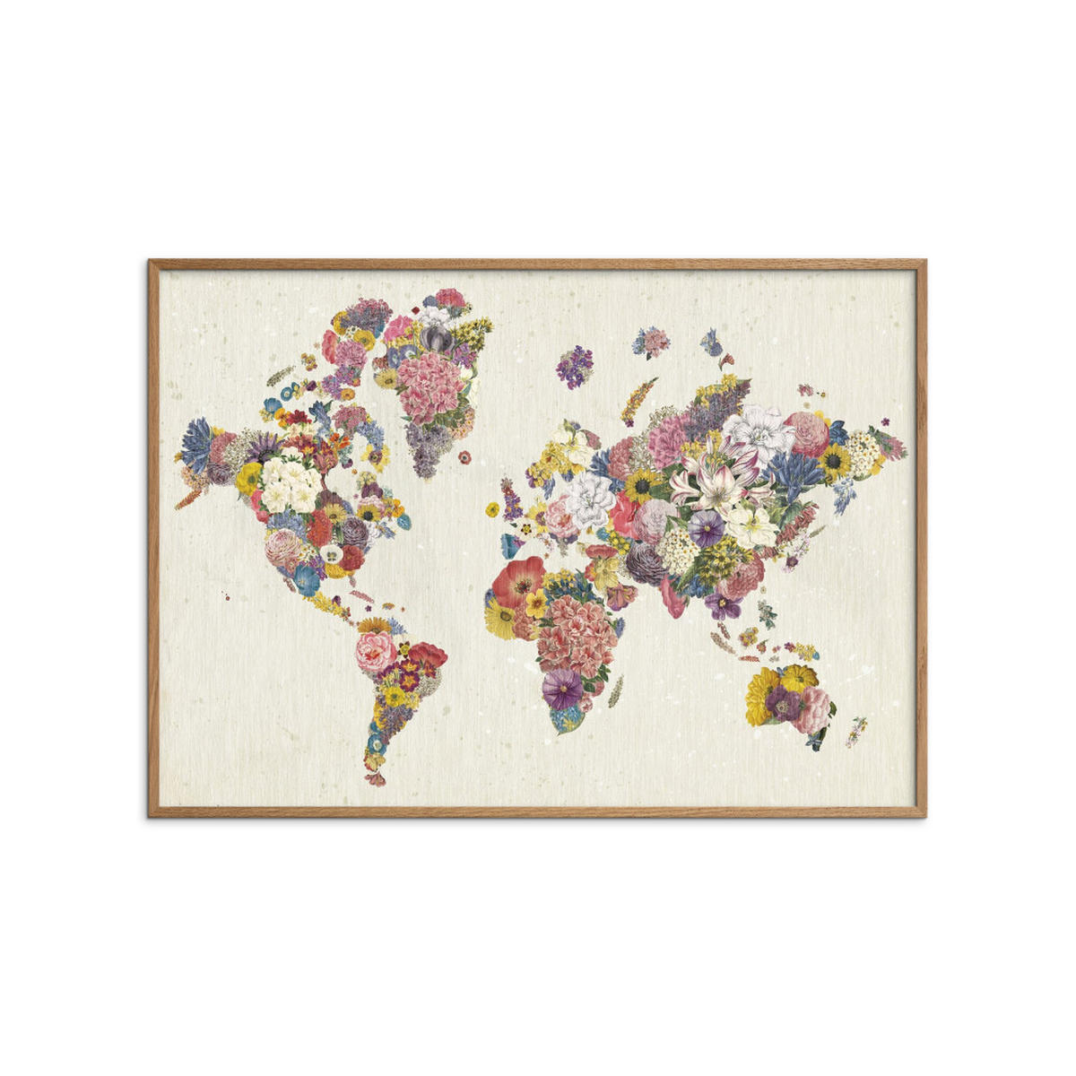 POSTER mit Rahmen Wild Apple - Botanical Floral Map Light - Eichefarben/Multicolor, Holz/Papier (50/70cm) - Poster&Frame