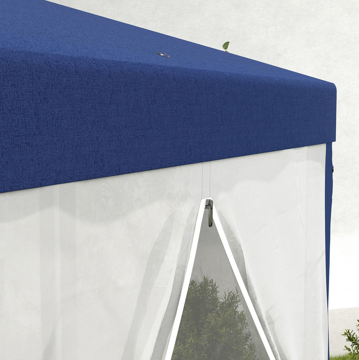 GARTENPAVILLON 394/341,2/250 cm mit wasserabweisendem Polyesterdach und Netzvorhängen, Blau - Blau, Textil (341.2/250/394cm) - Redom