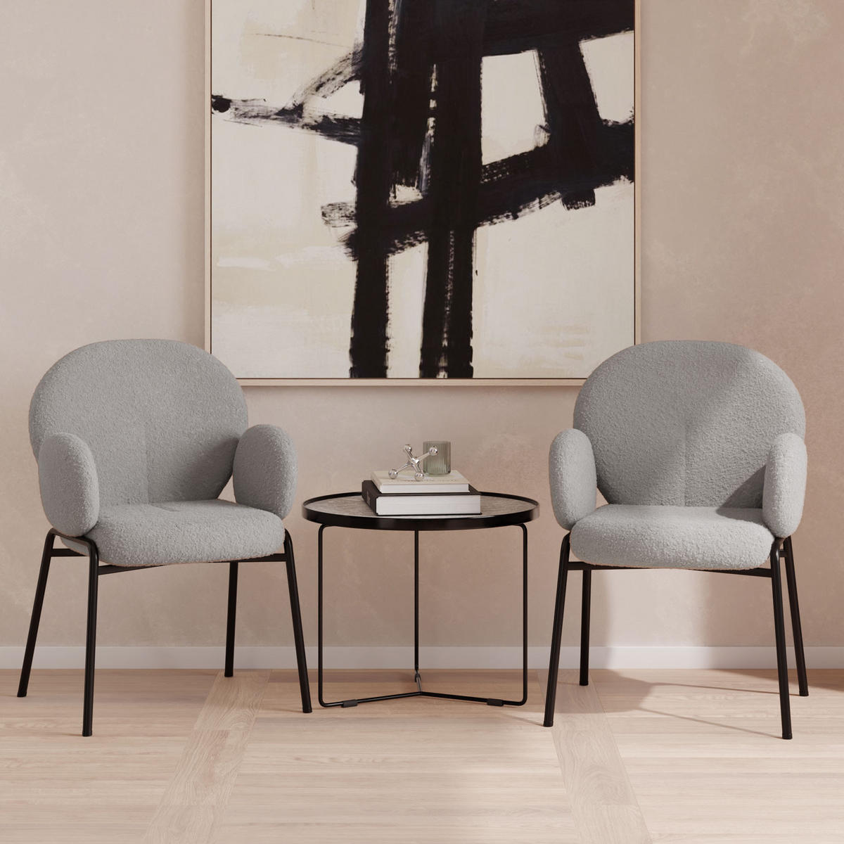 STUHL 2er Set Scandi Belastbarkeit 120 kg 61 5 x 62 x 90 - Hellgrau, Kunststoff (62/90/61.5cm) - tectake