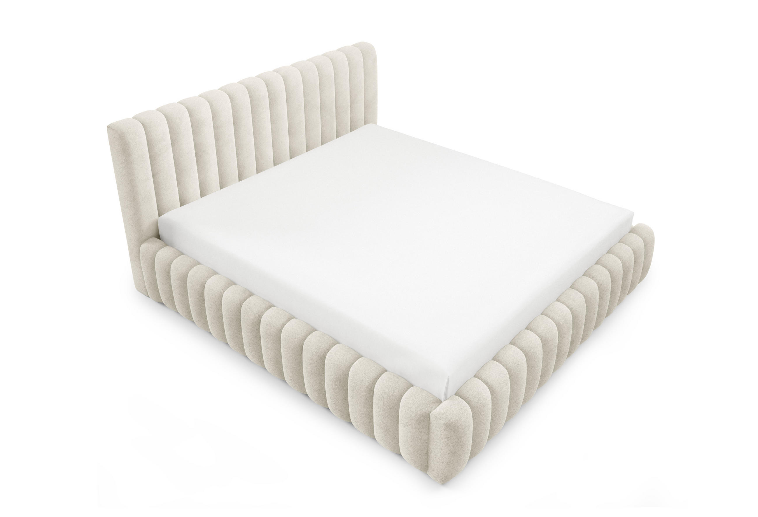 POLSTERBETT mit Stauraum Bouclé 120x200 cm in Creme - Creme, Textil (120/200cm) - Home Collective