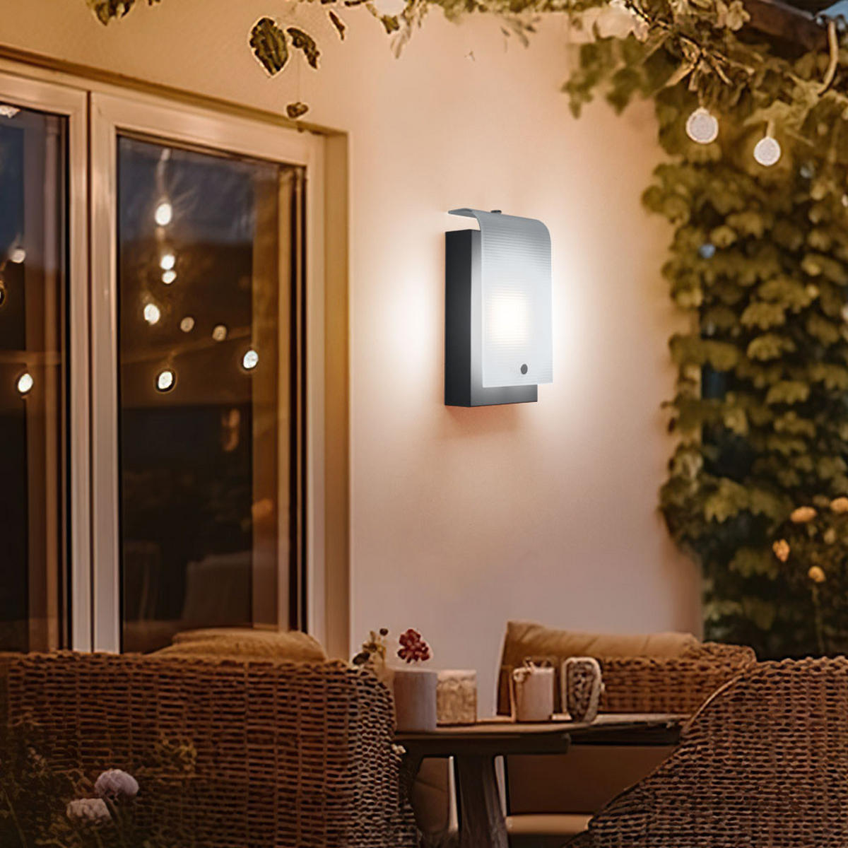 LED AUSSEN-WANDLEUCHTE Stahl Silber - Silberfarben, Glas (7/22.5/12cm)