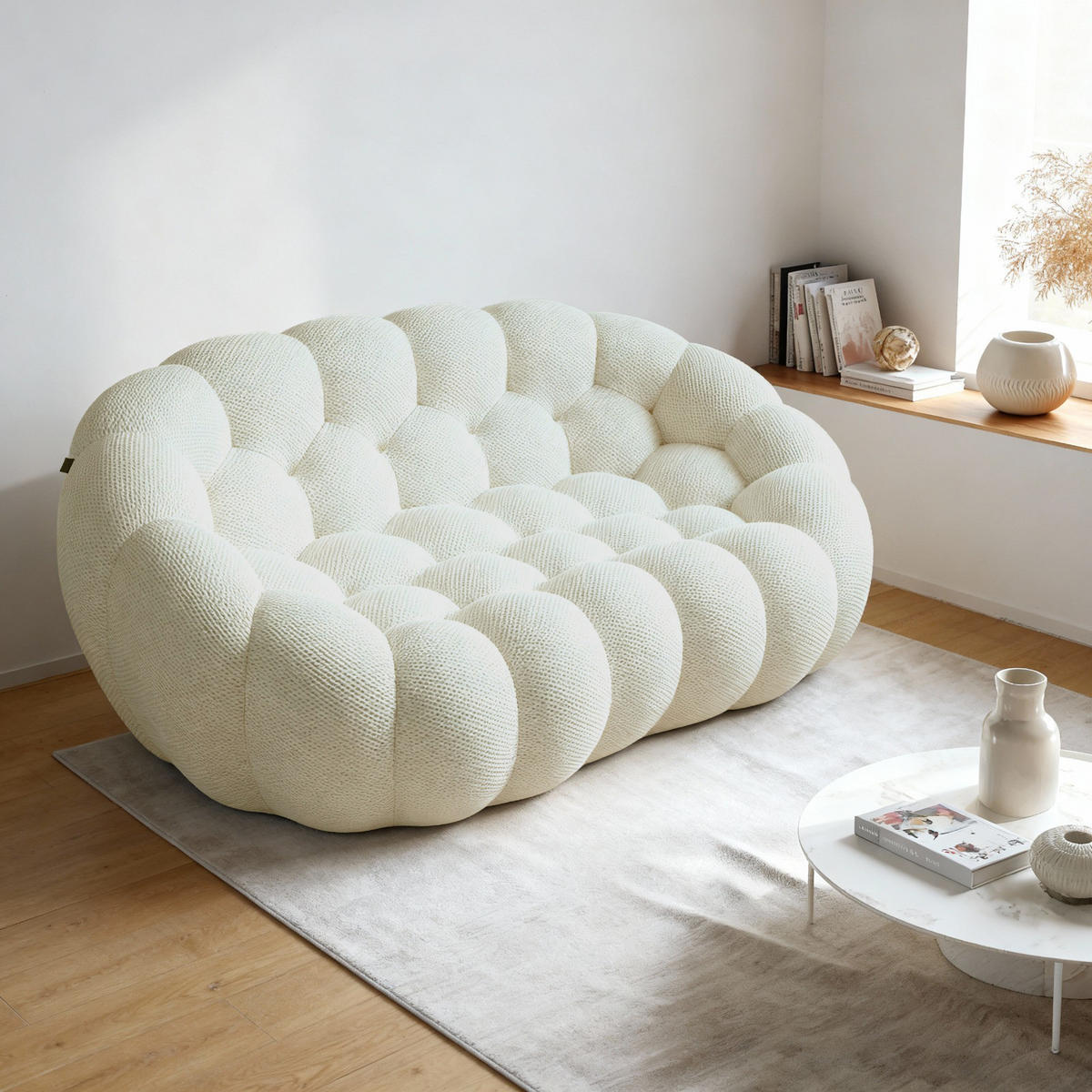 WOHNZIMMERSOFA Cocoon Doppel 2-Sitzer - Weiß - Weiß, Textil (190/77/113cm) - COCO Living