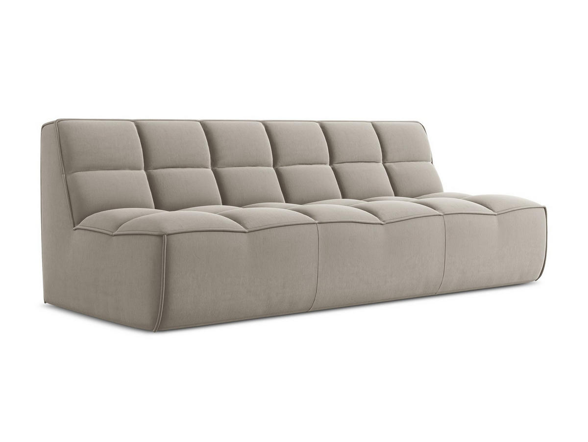 3-SITZER SOFA Samt Stoff Grau - Taupe/Schwarz, Kunststoff/Textil (210/75/93cm) - Makamii