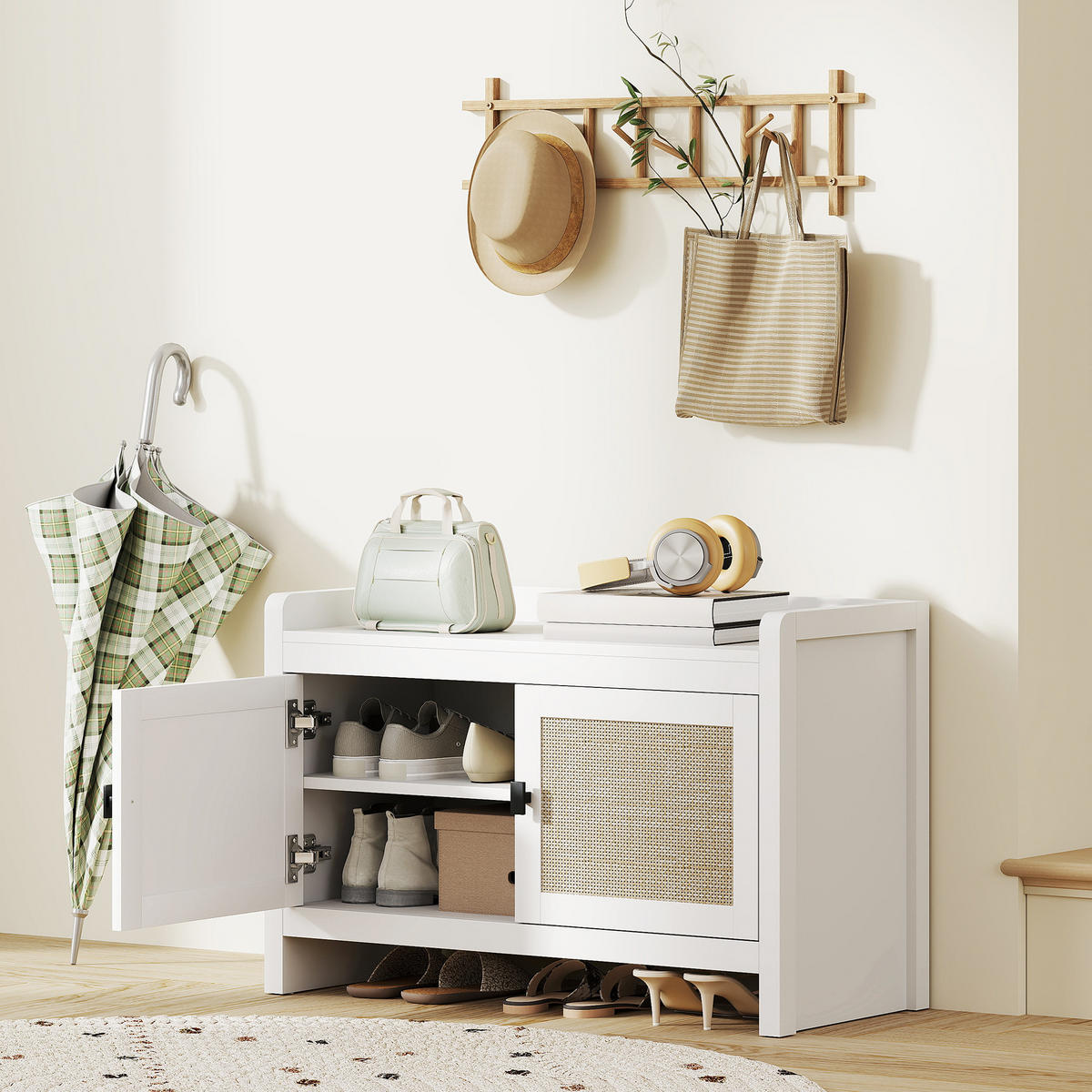 SCHUHBANK Weiß 1 Stück - Weiß, Kunststoff (35/52/80cm) - GiPP