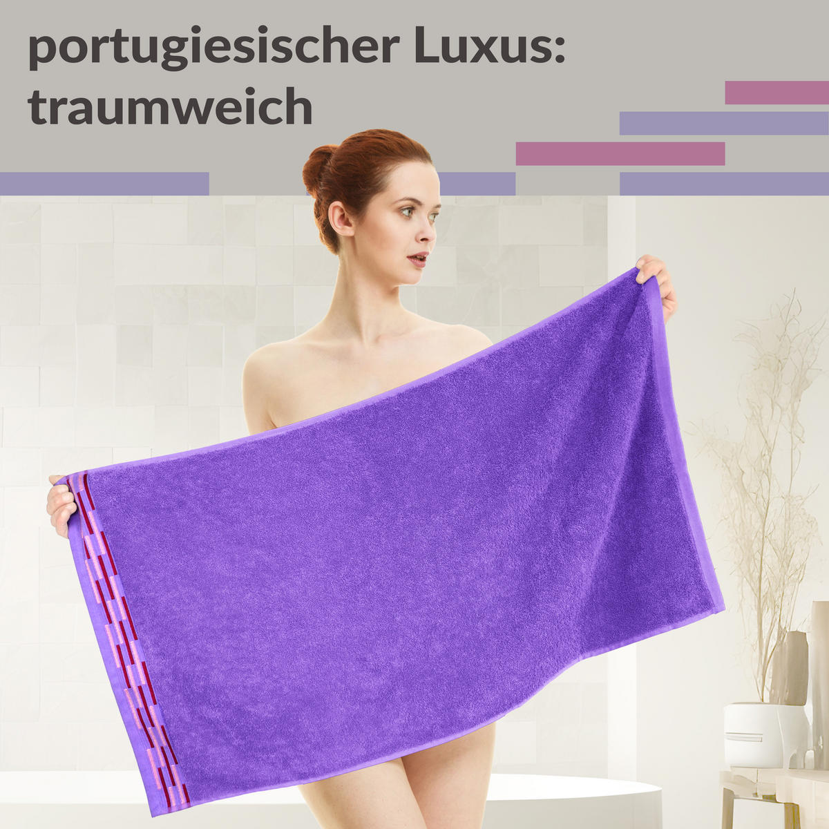 HANDTUCH Lugano Lila 2er 50x100 cm - Lila, Textil (50/100cm) - Lashuma