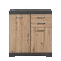 SIDEBOARD mit 2 Türen und 2 Schubladen L80cm - Bristol - Eiche Artisan, Holzwerkstoff (34.9/89.9/80cm) - Calicosy