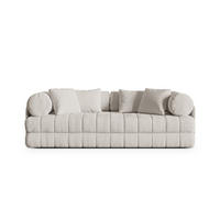 AUSKLAPPBARES-SOFA Kemi aus Boucle leichtes beige 3 Sitzplätze - Creme, Textil (95/70/206cm) - Cosmopolitan Design