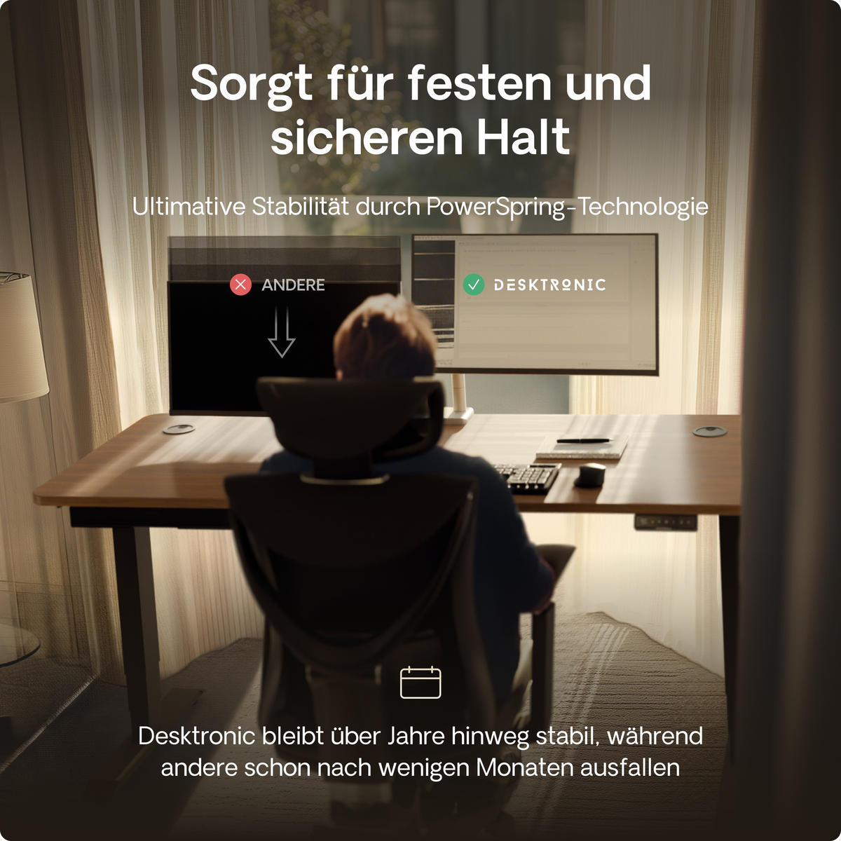 MONITORHALTERUNG, Weiß, Tischhalterung für 2 Monitore 17"-32", VESA 75x75mm, VESA 100x100mm - Schwarz, Kunststoff/Metall (95/12.4/62.3cm) - Desktronic