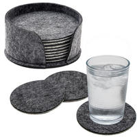 UNTERSETZER SET mit Filzhalterung (8-tlg.) - Grau, Textil (11/14.5cm) - Intirilife
