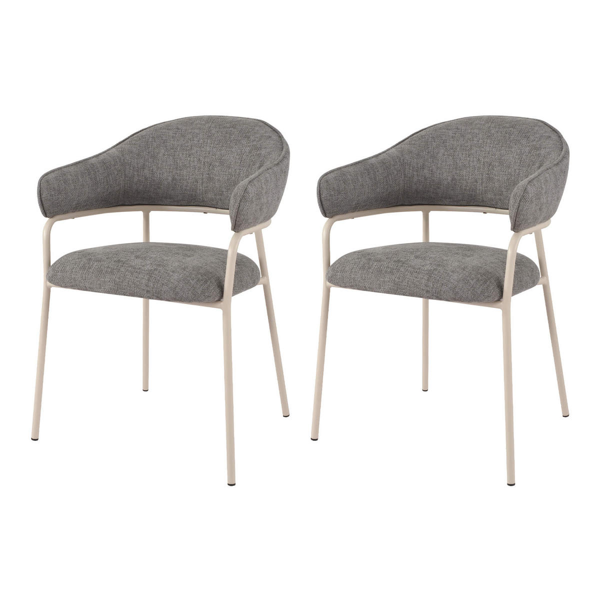 STÜHLE 2er Set Grau Weiß 56,5/57/82,5 cm - Grau, Textil (56.5/82.5/57cm) - Mobili Rebecca