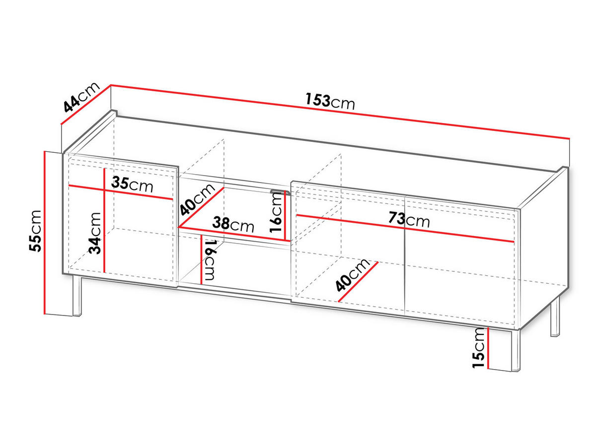 TV-SCHRANK System 77 - Kaschmir, Holzwerkstoff/Metall (153/55/44cm) - MIRJAN24