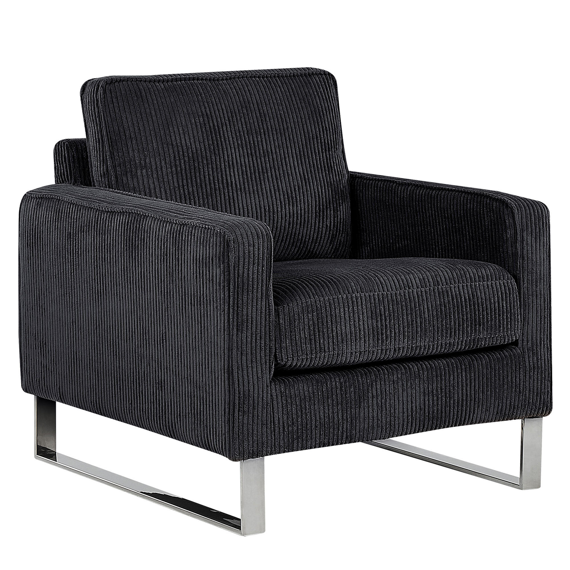 SESSEL Cord Schwarz Vind - Schwarz, Textil/Metall (76/82/82cm) - Beliani