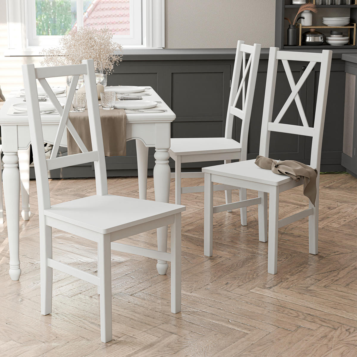 HOLZSTUHL für das Esszimmer ROMA, weiß - Weiß, Holzwerkstoff (43/95/40cm) - Idohome